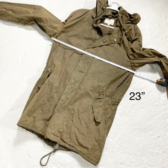 ✅ FRANK & OAK Hooded Long Outdoor Anorak Rain Jacket Zip Coat Dark Forest Green - Picture 4 of 7